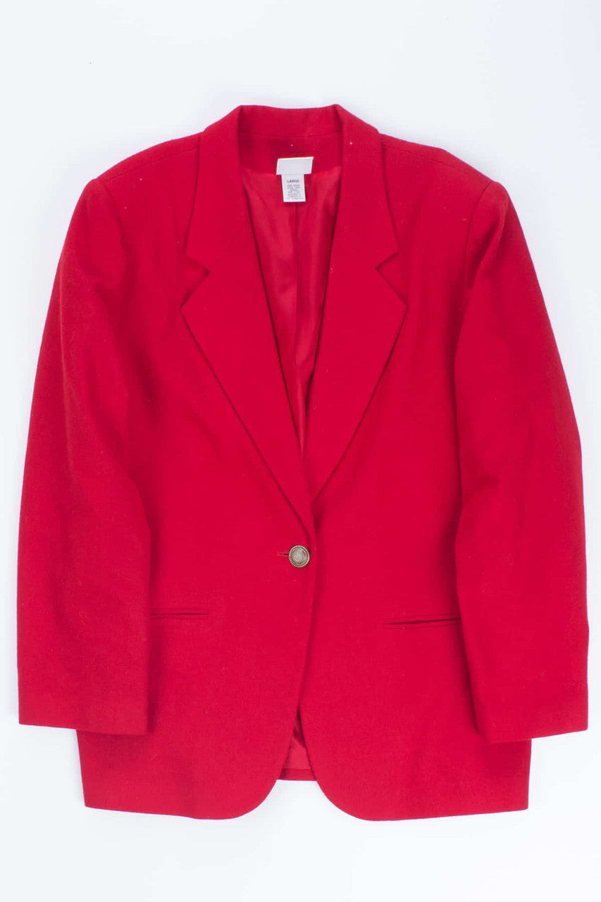 Red Single Button Vintage Blazer