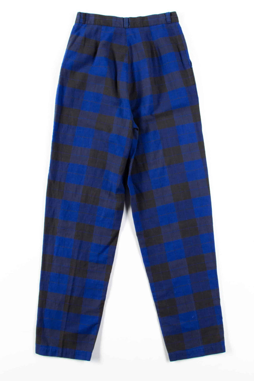 Palmetto's Black & Blue Plaid High Waisted Pants