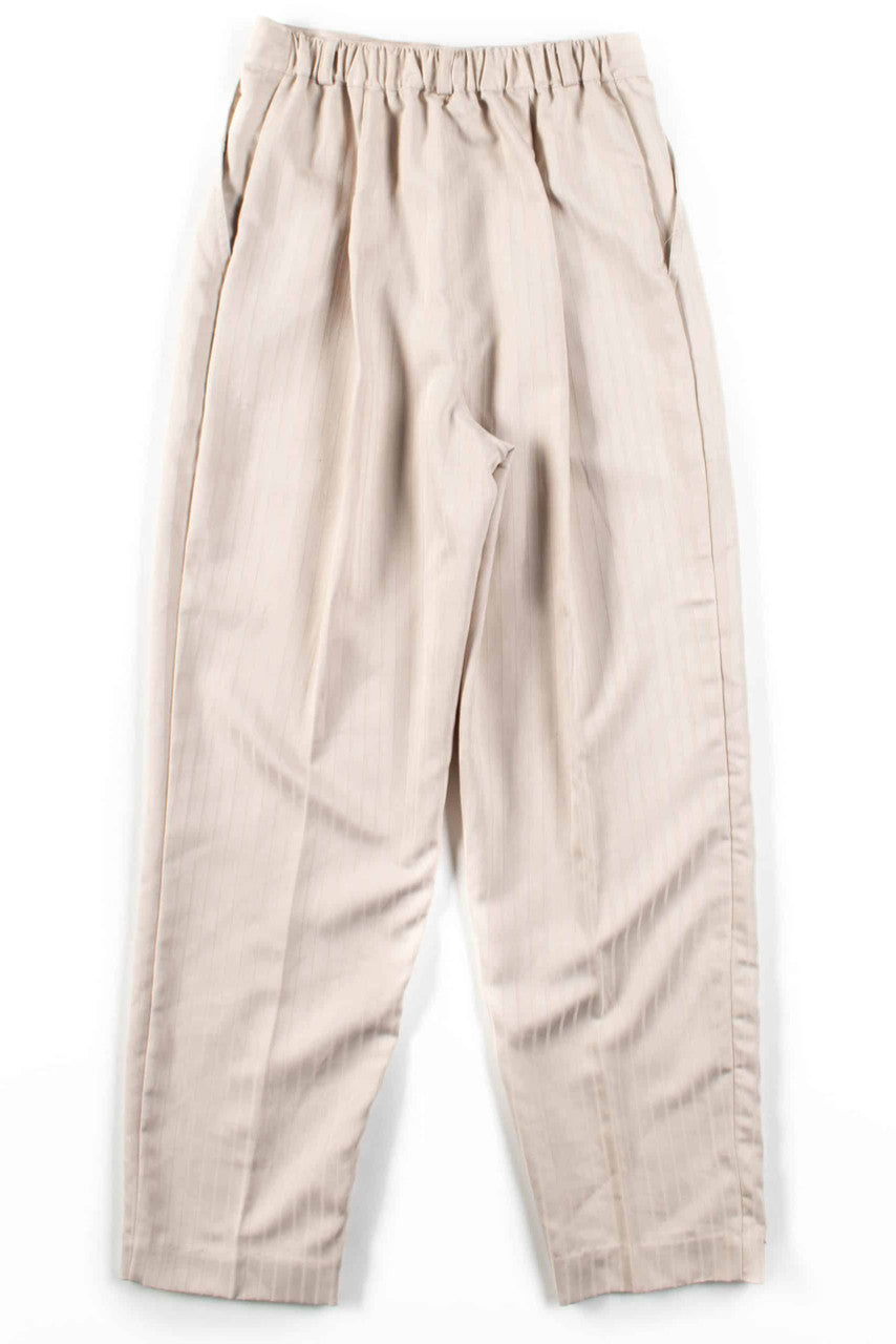 Beige Striped Pleated Vintage Pants (sz. 10)