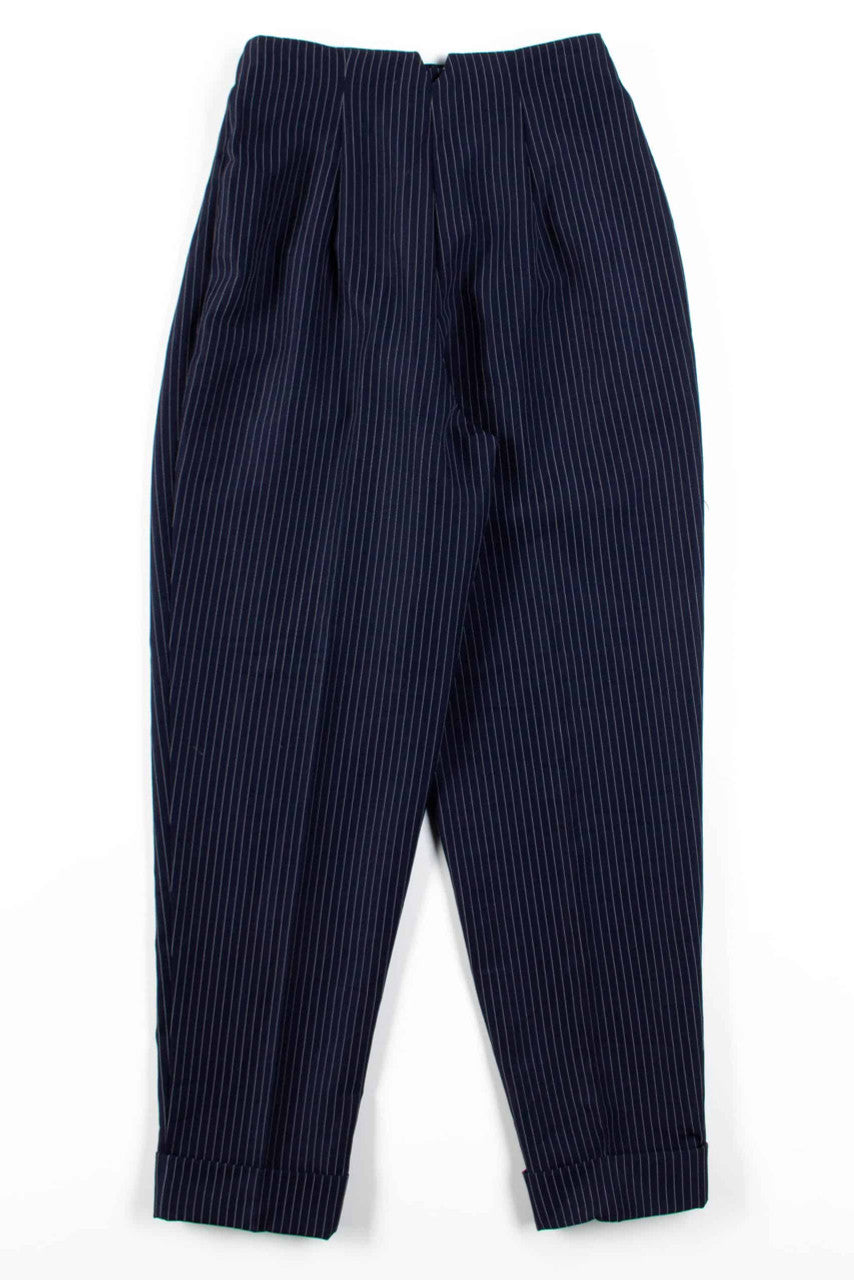 Navy Striped Pleated Vintage Pants (sz. 7)