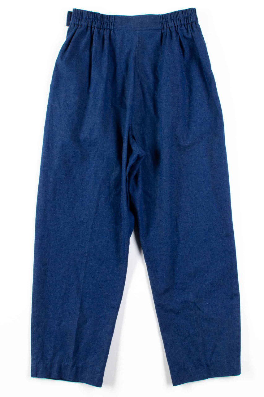 Blue Denim Side Button Vintage Pants (sz. Small)