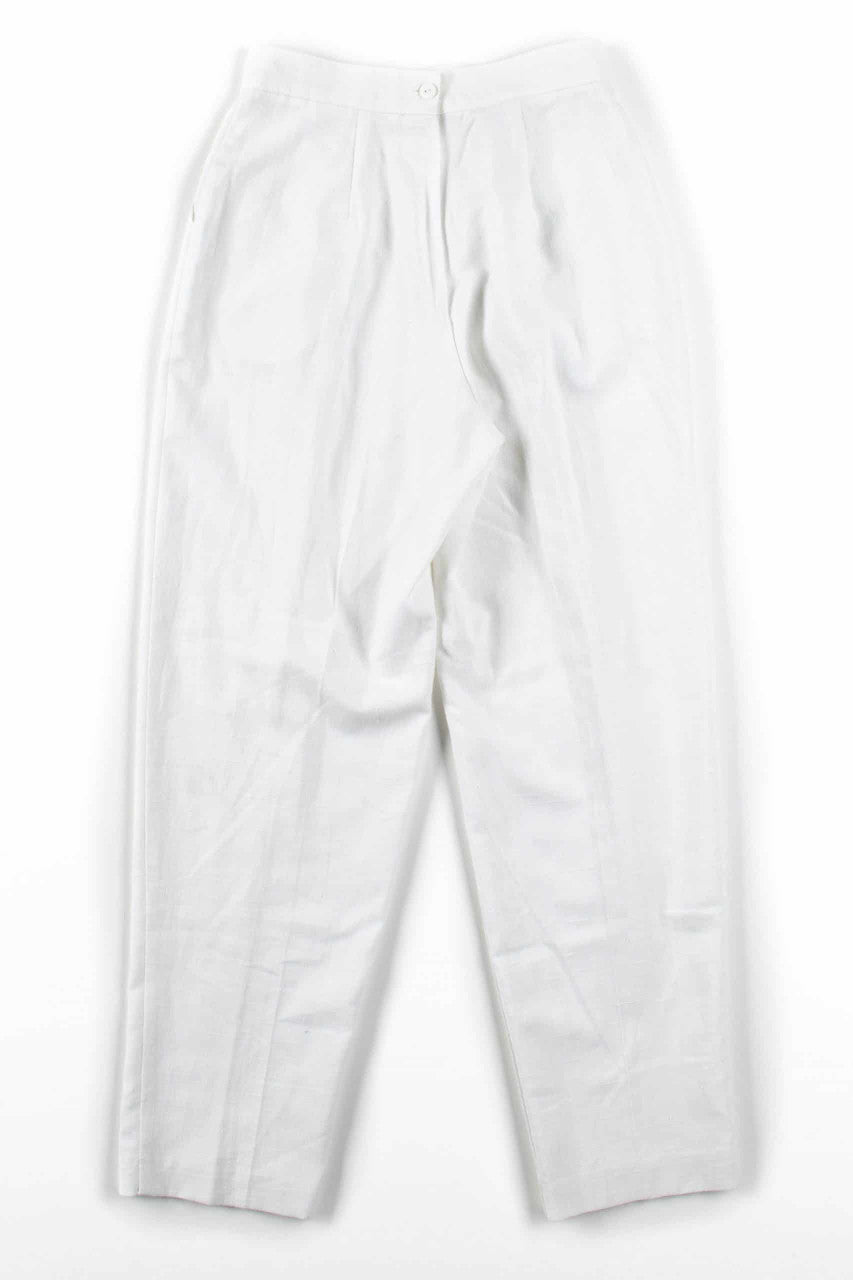 White Pleated Back Button Vintage Pants (sz. 9/10)