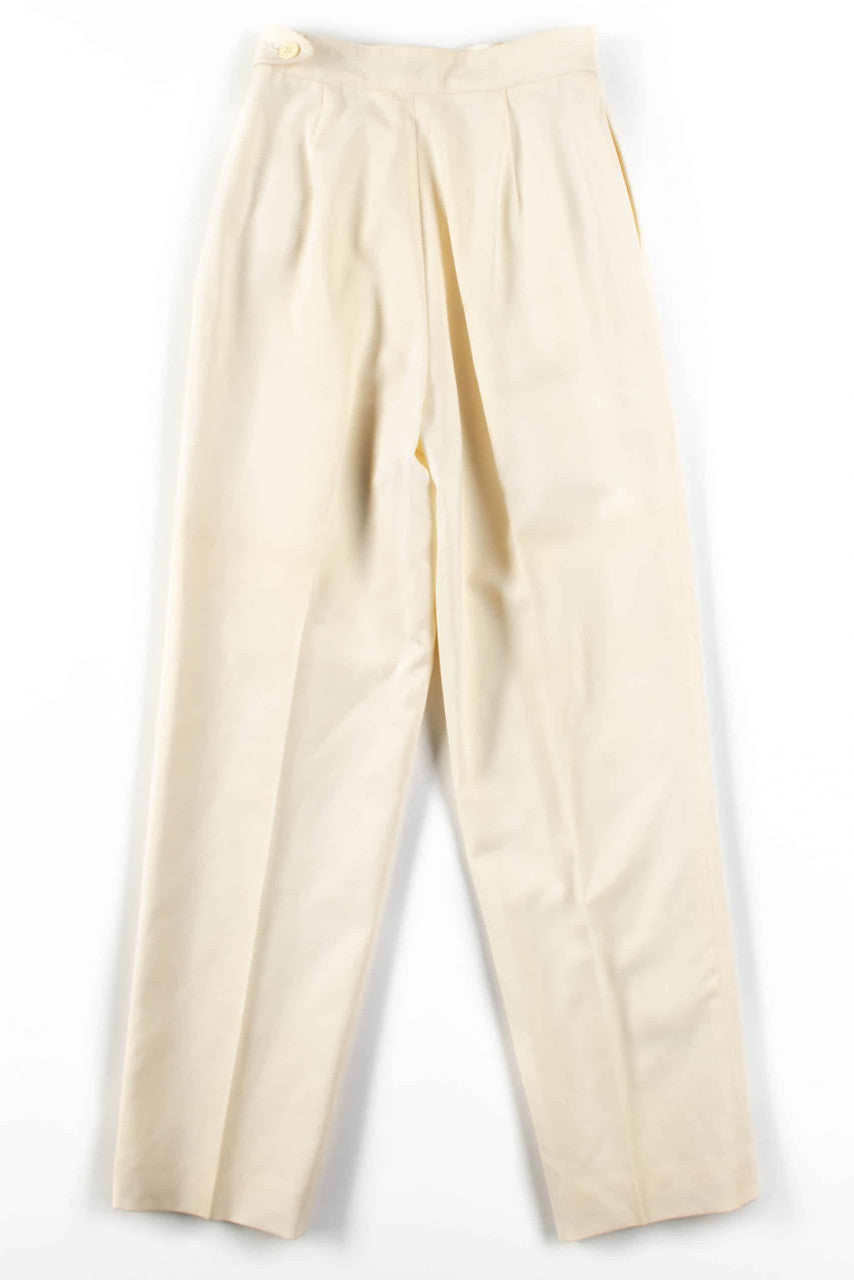 Ivory Pleated Wool Pants (sz. 6)