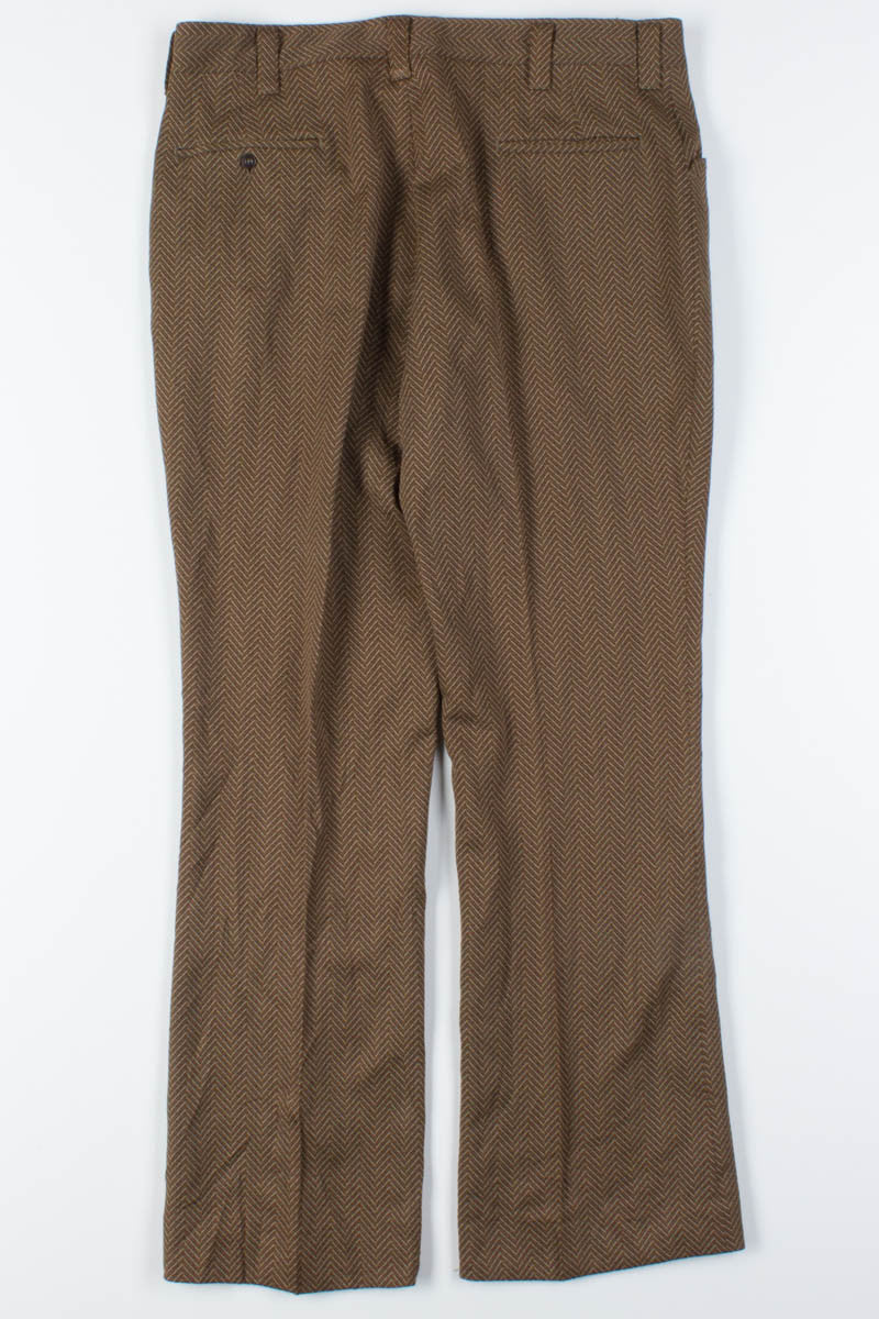 Brown Herringbone Bell Bottom Pants