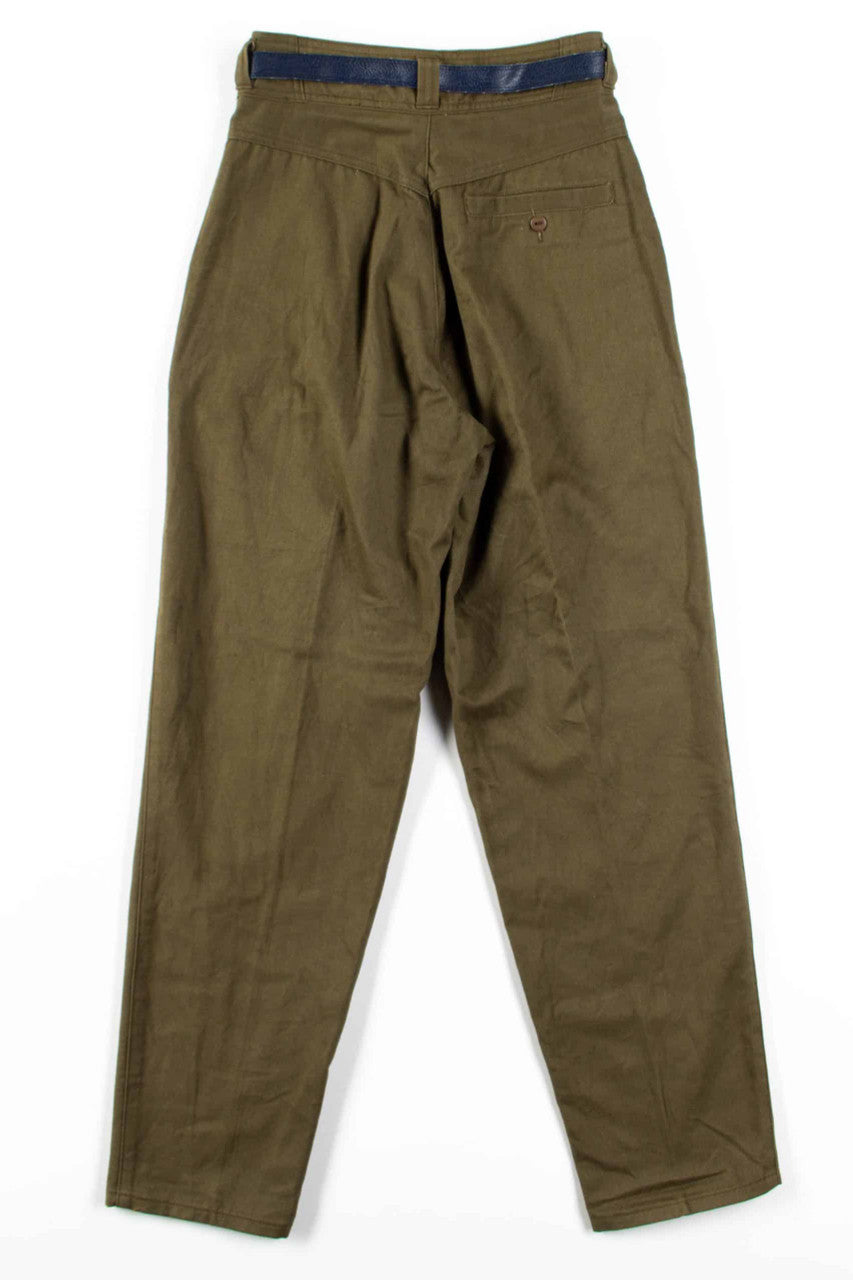 Olive High Waisted Pants w/ Belt (sz. 7/8)