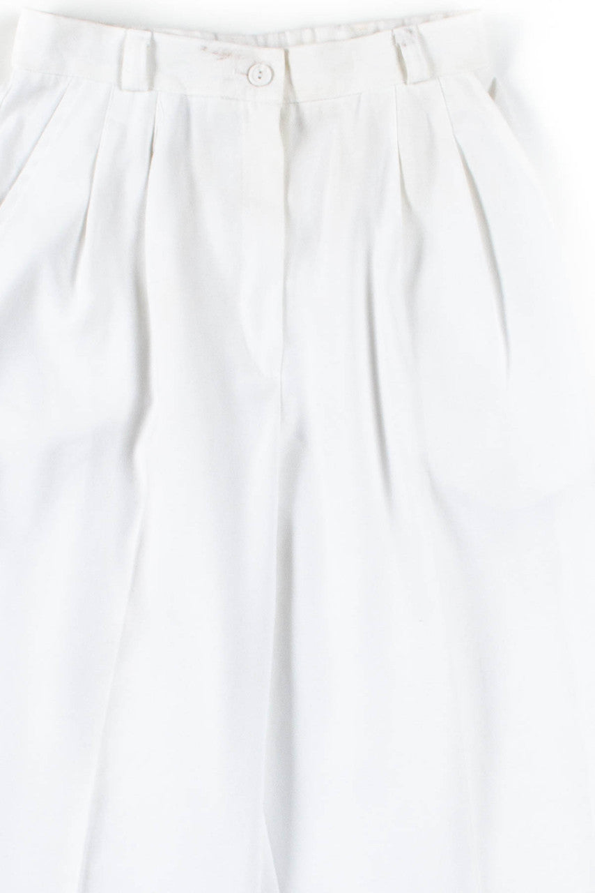 White Pleated High Waisted Pants