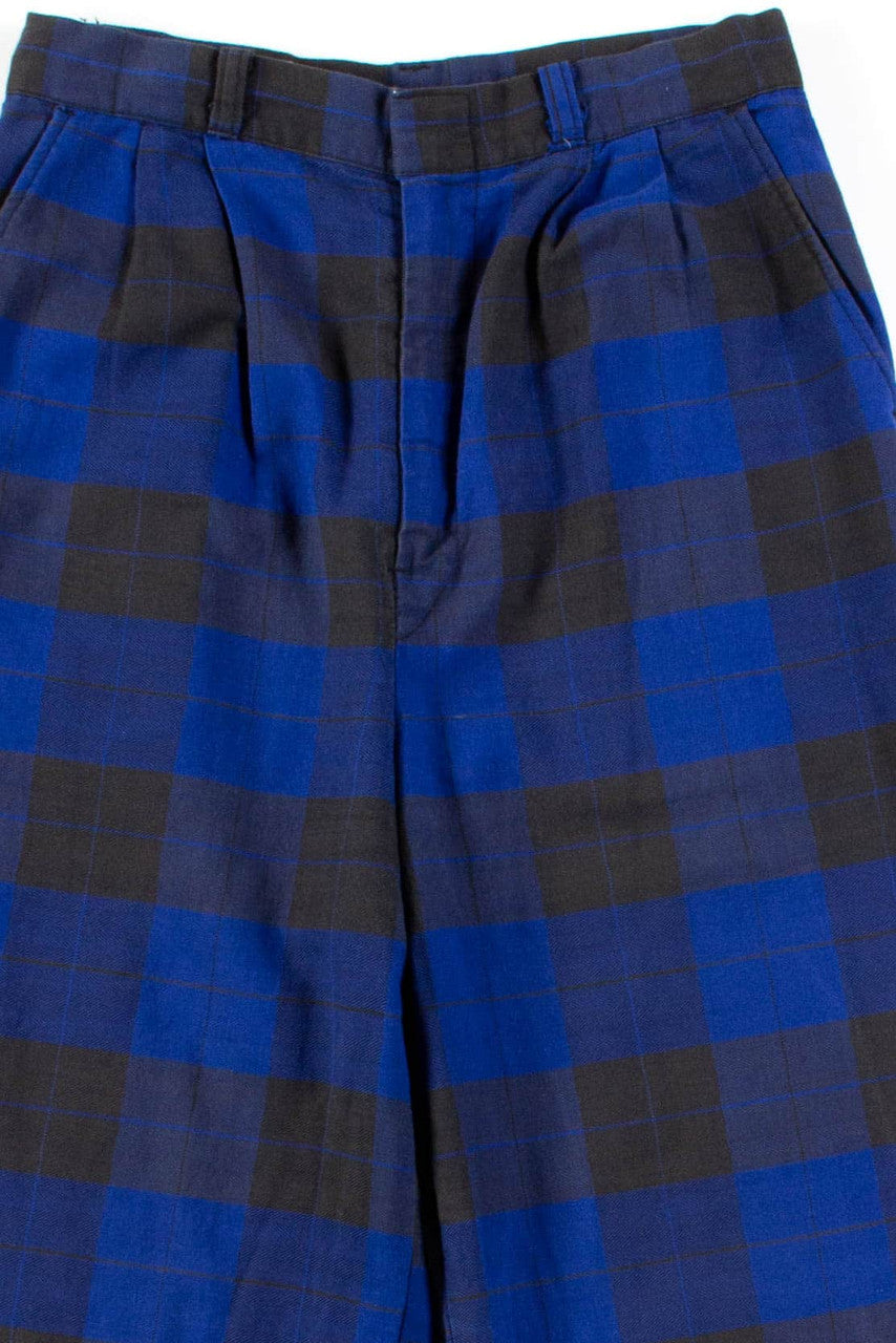 Palmetto's Black & Blue Plaid High Waisted Pants
