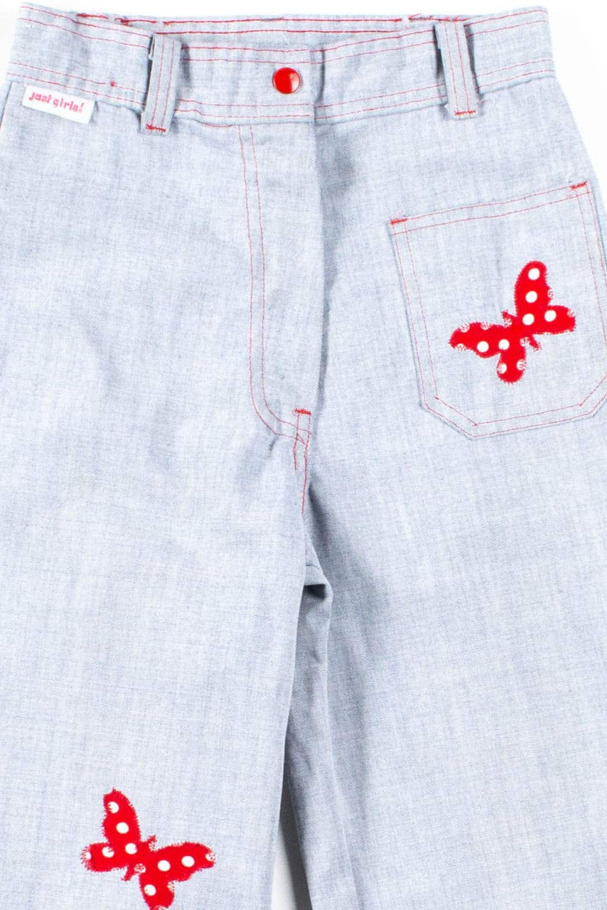 Butterfly Embroidered Flared Pants (sz. 12)