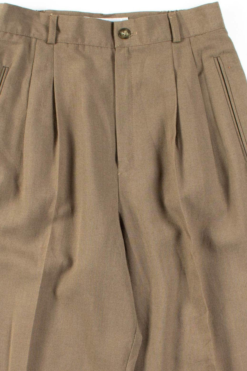 Olive Pleated Vintage Pants (sz. 6) 1