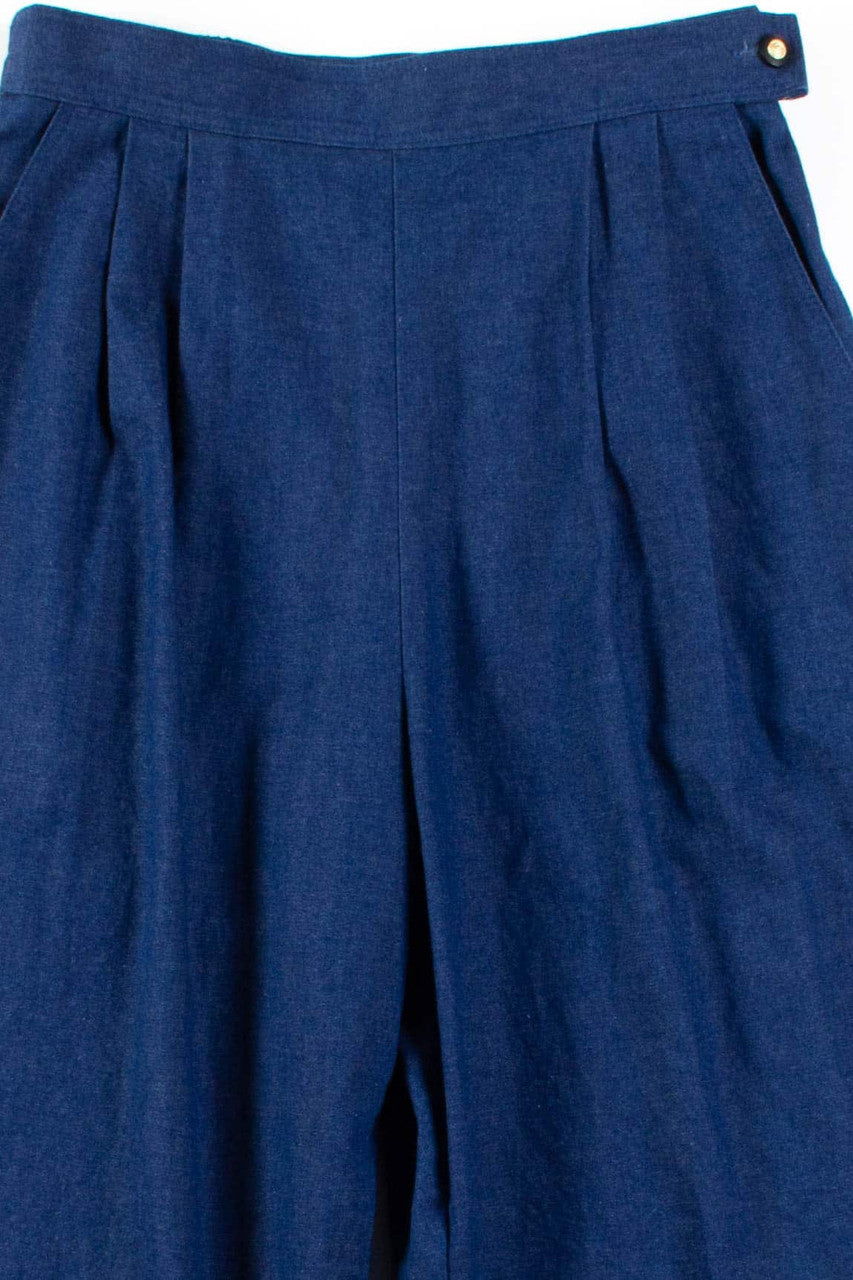 Blue Denim Side Button Vintage Pants (sz. Small)
