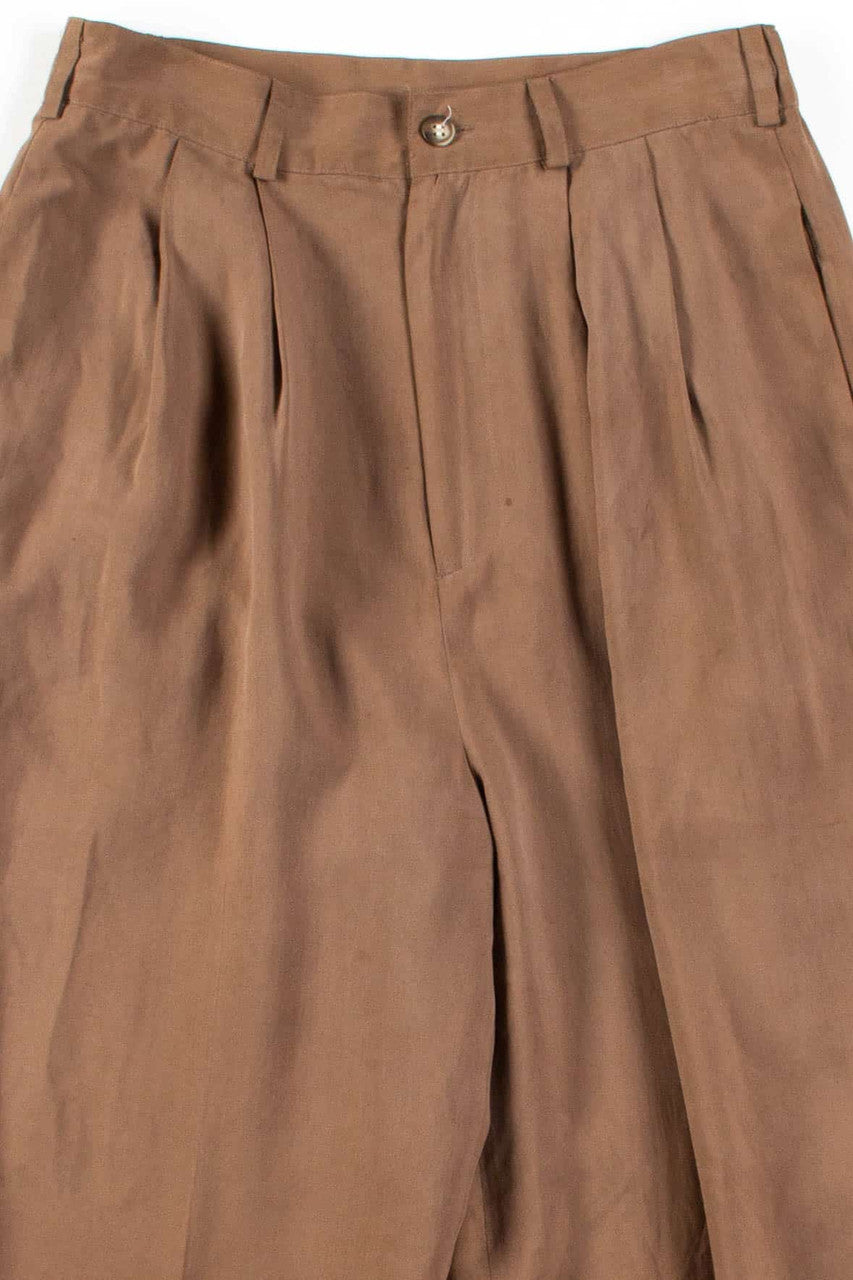 Tan Silk Pleated Pants (sz. 6)
