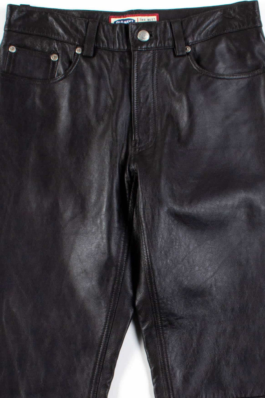 Black Leather Low Rise Pants (sz. 4)