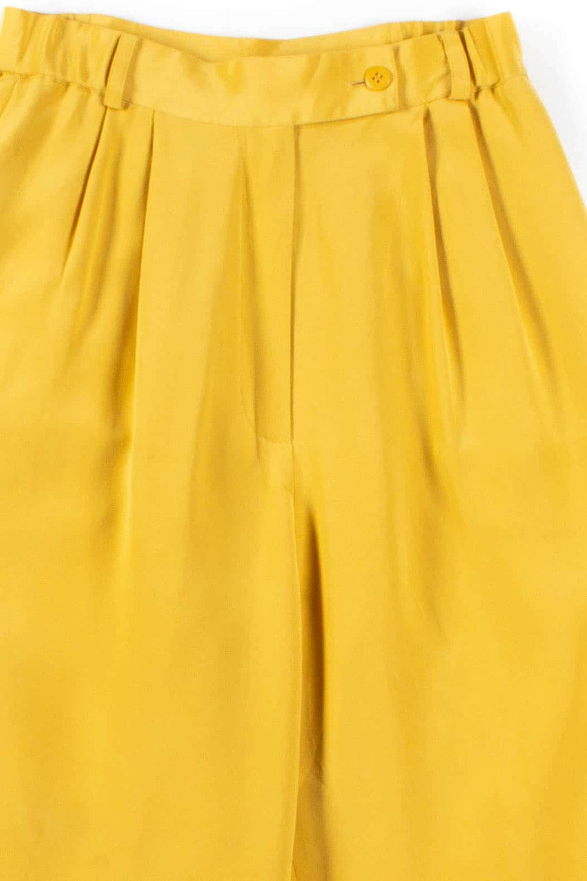 Yellow High Waisted Silk Vintage Pants (sz. 4)