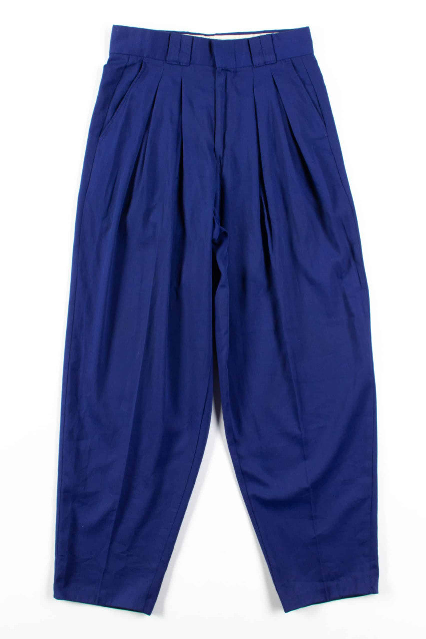Navy Pleated High Waisted Pants