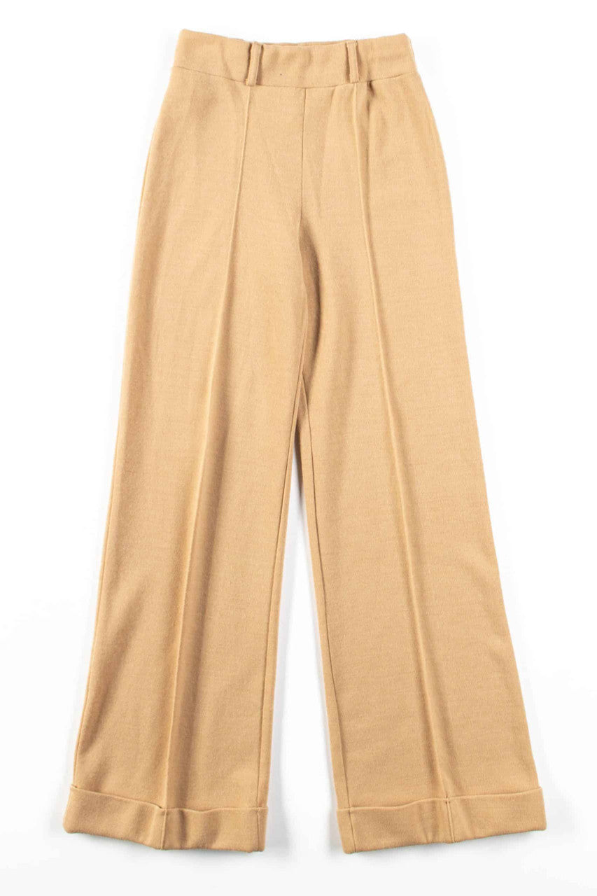 Beige Pleated Pull-On Pants (sz. 8)