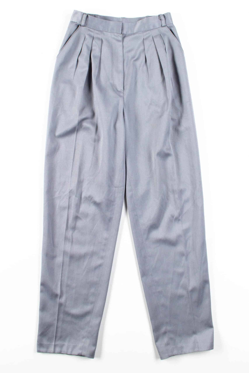 Grey Pleated High Waisted Pants