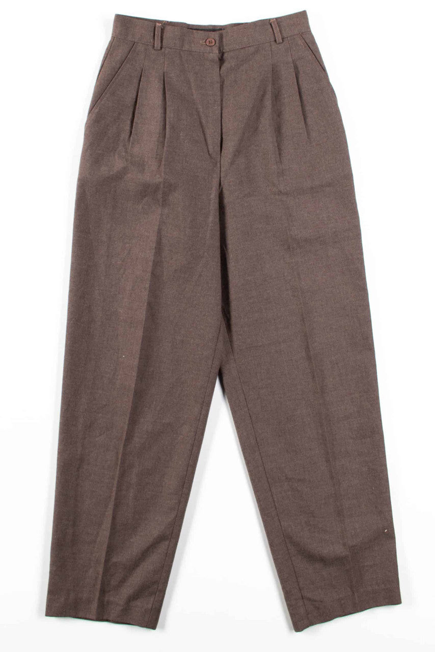 Brown Twill Pleated Vintage Pants (sz. 10)