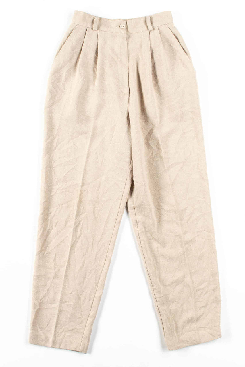 Tan Pleated Vintage Pants (sz. 6)