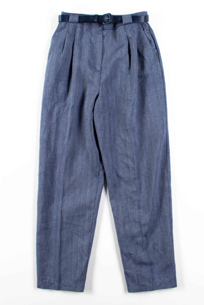 Blue Striped Belted Pants (sz. 10)