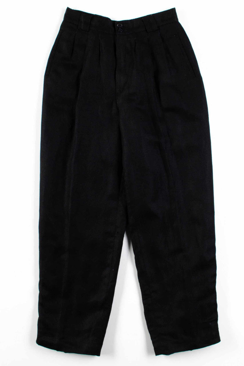 Black Herringbone Linen Pants (sz. 10)