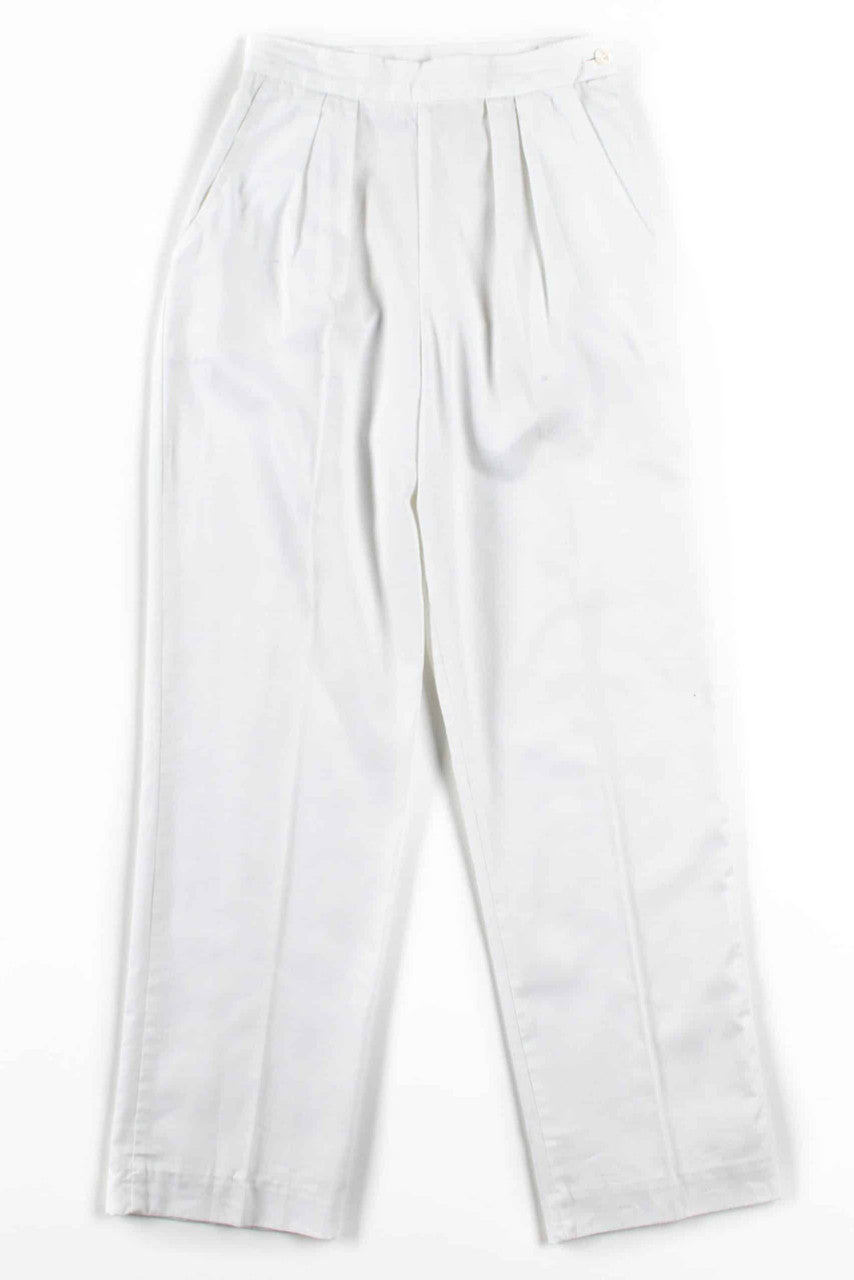 White Pleated Pants (sz. 6 Petite)