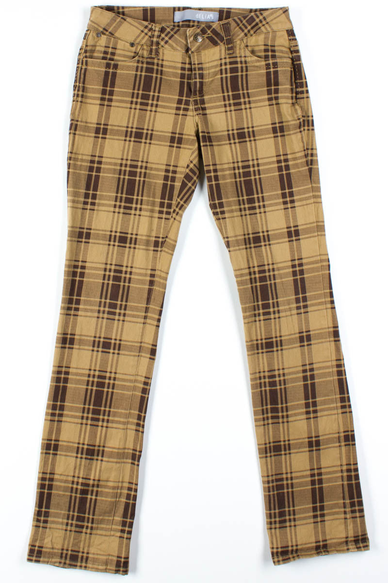 Brown Plaid Jeans