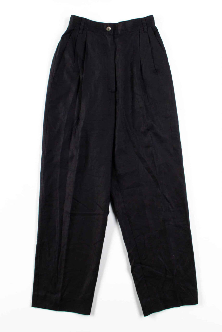 Black Pleated Linen Pants (sz. 4)