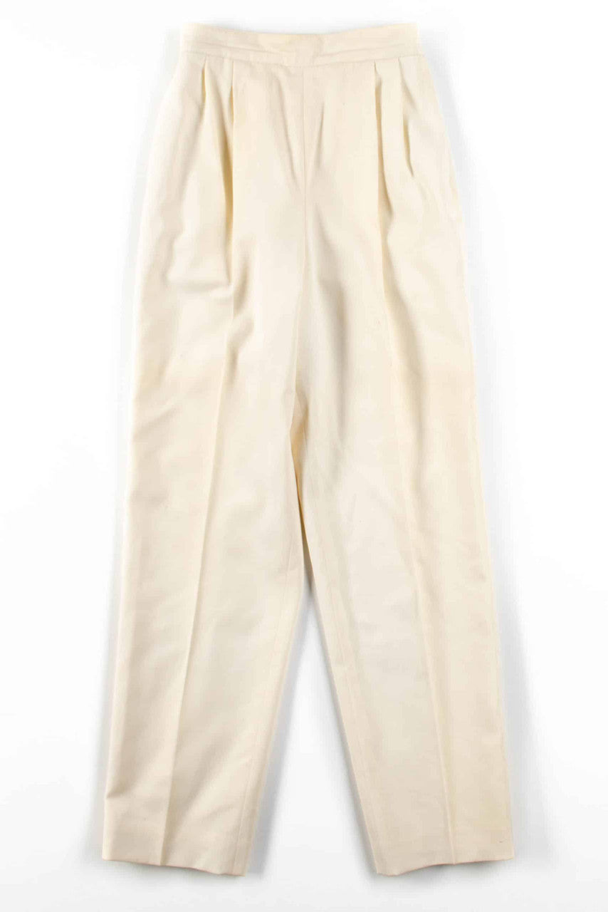 Ivory Pleated Wool Pants (sz. 6)