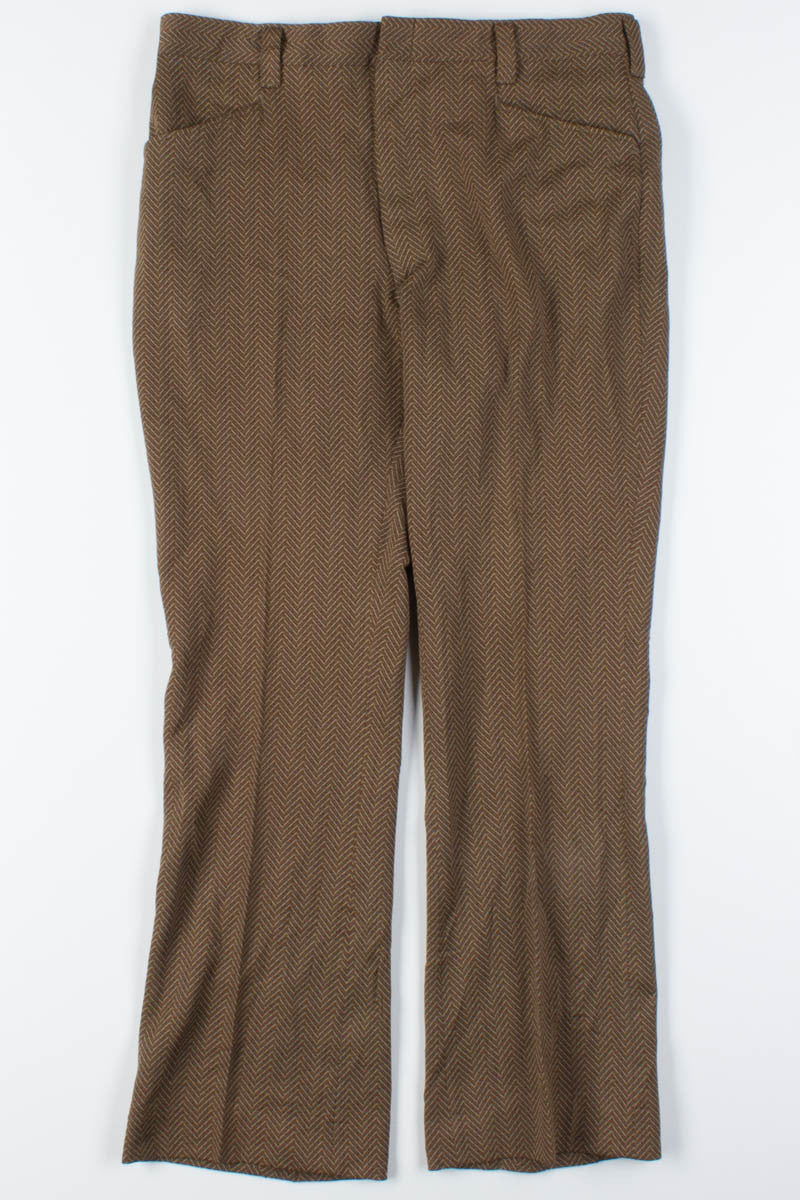 Brown Herringbone Bell Bottom Pants