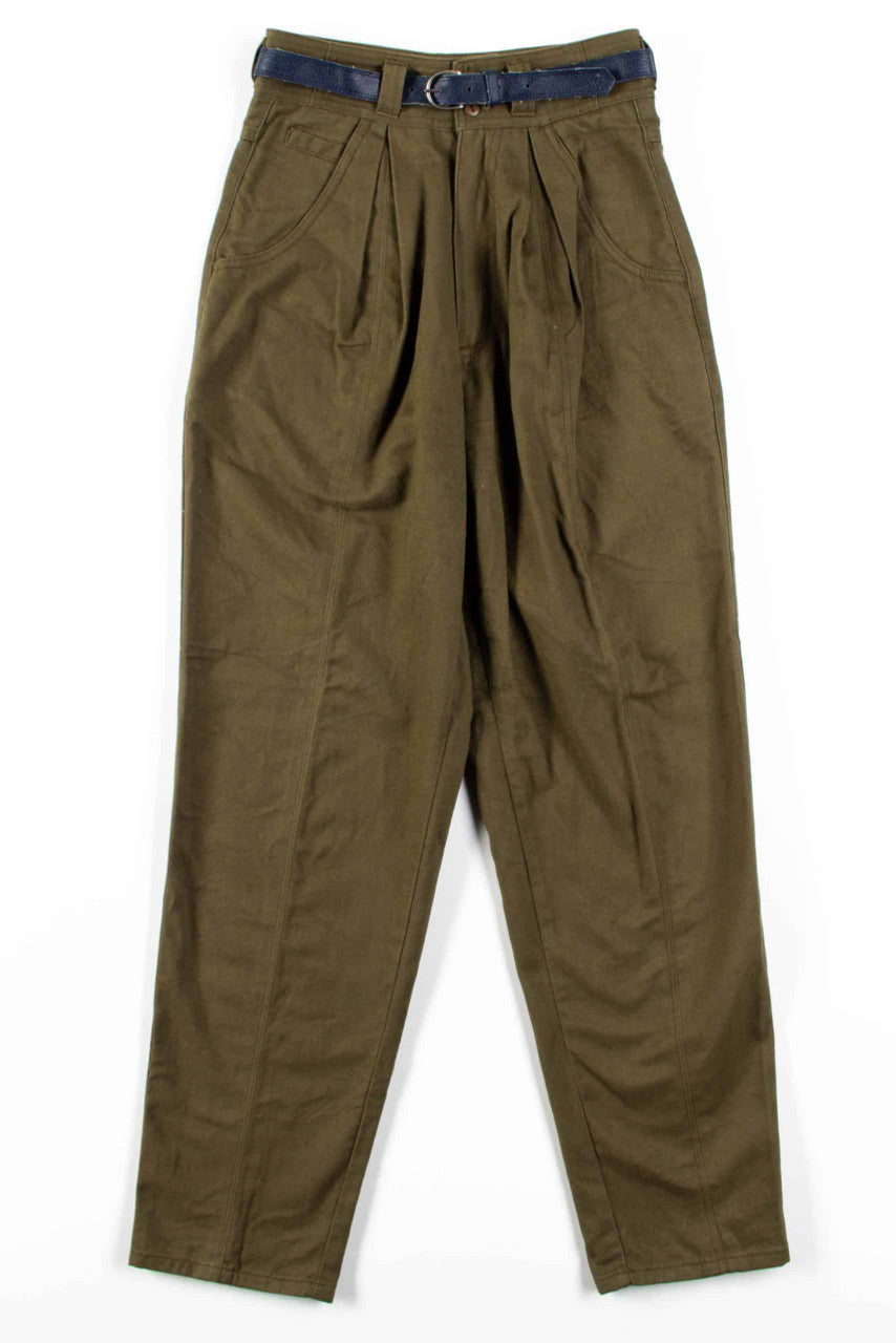 Olive High Waisted Pants w/ Belt (sz. 7/8)