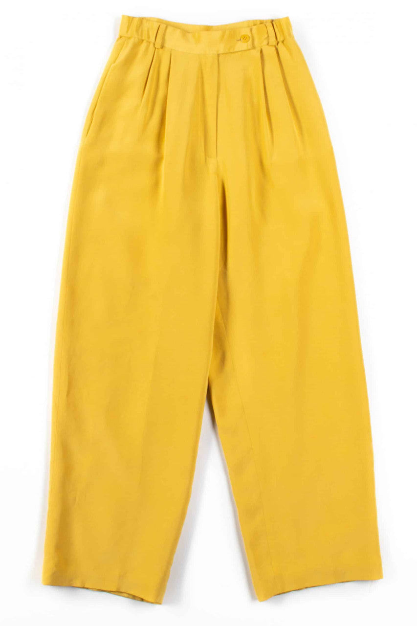Yellow High Waisted Silk Vintage Pants (sz. 4)