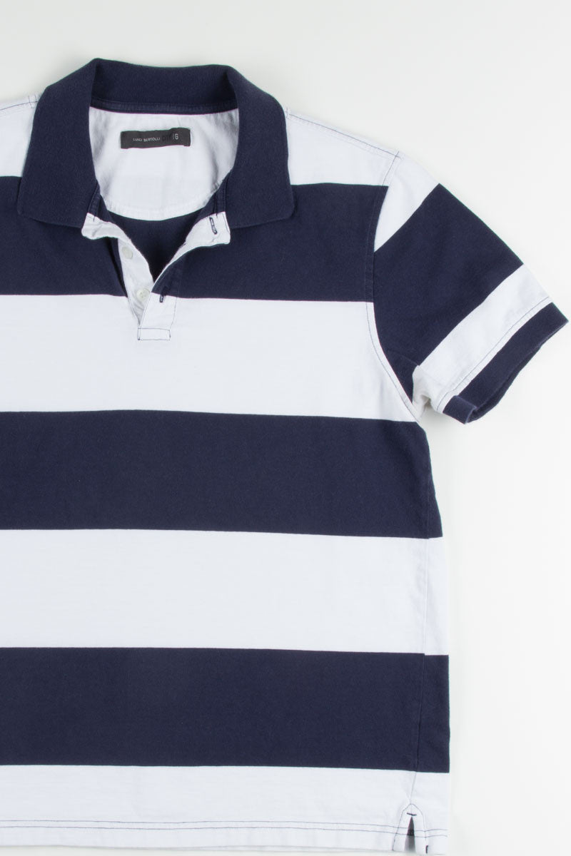 Blue & White Striped Polo Shirt