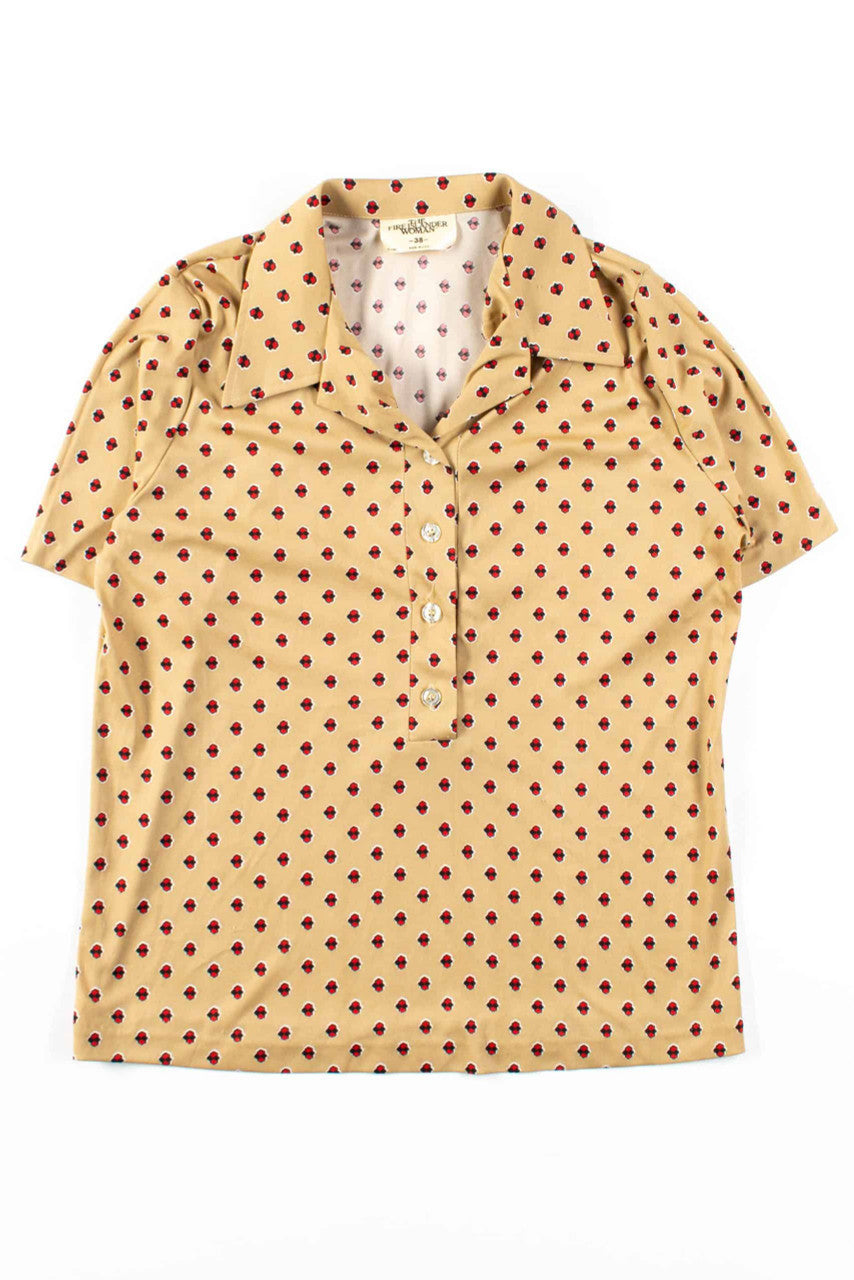 Vintage Tan Patterned Polo Shirt