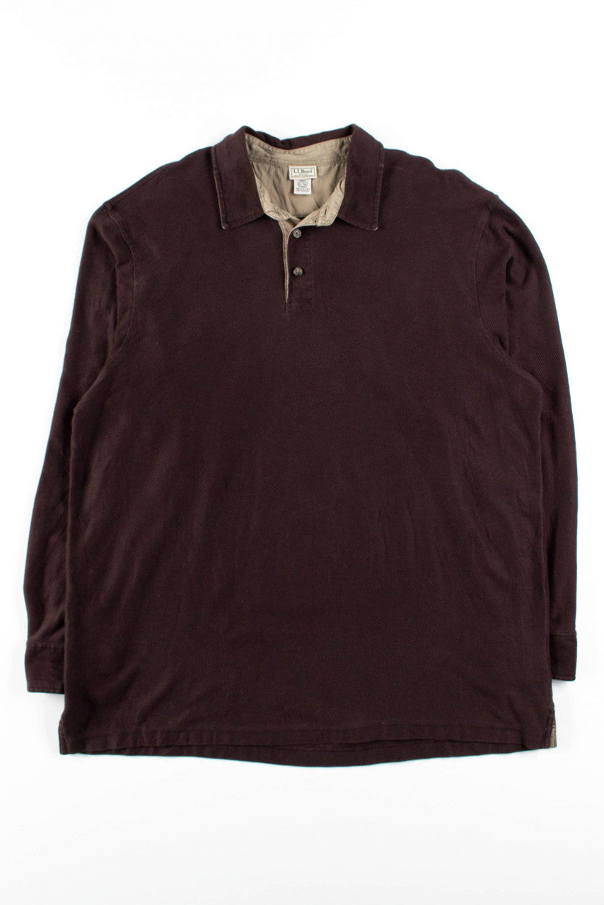 Brown Herringbone L.L. Bean Polo Shirt