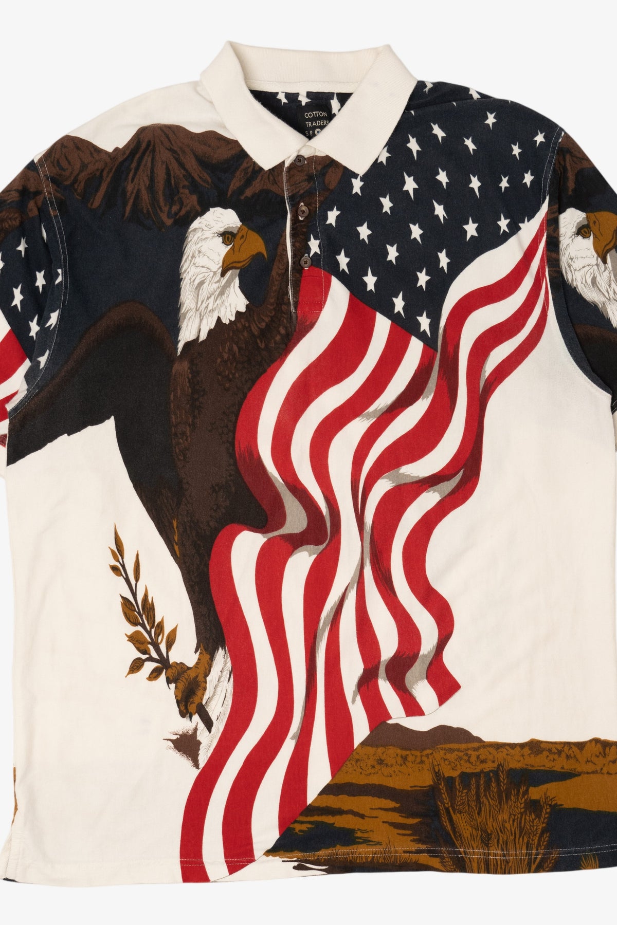 Vintage American Eagle All Over Print Polo Shirt (1990s)