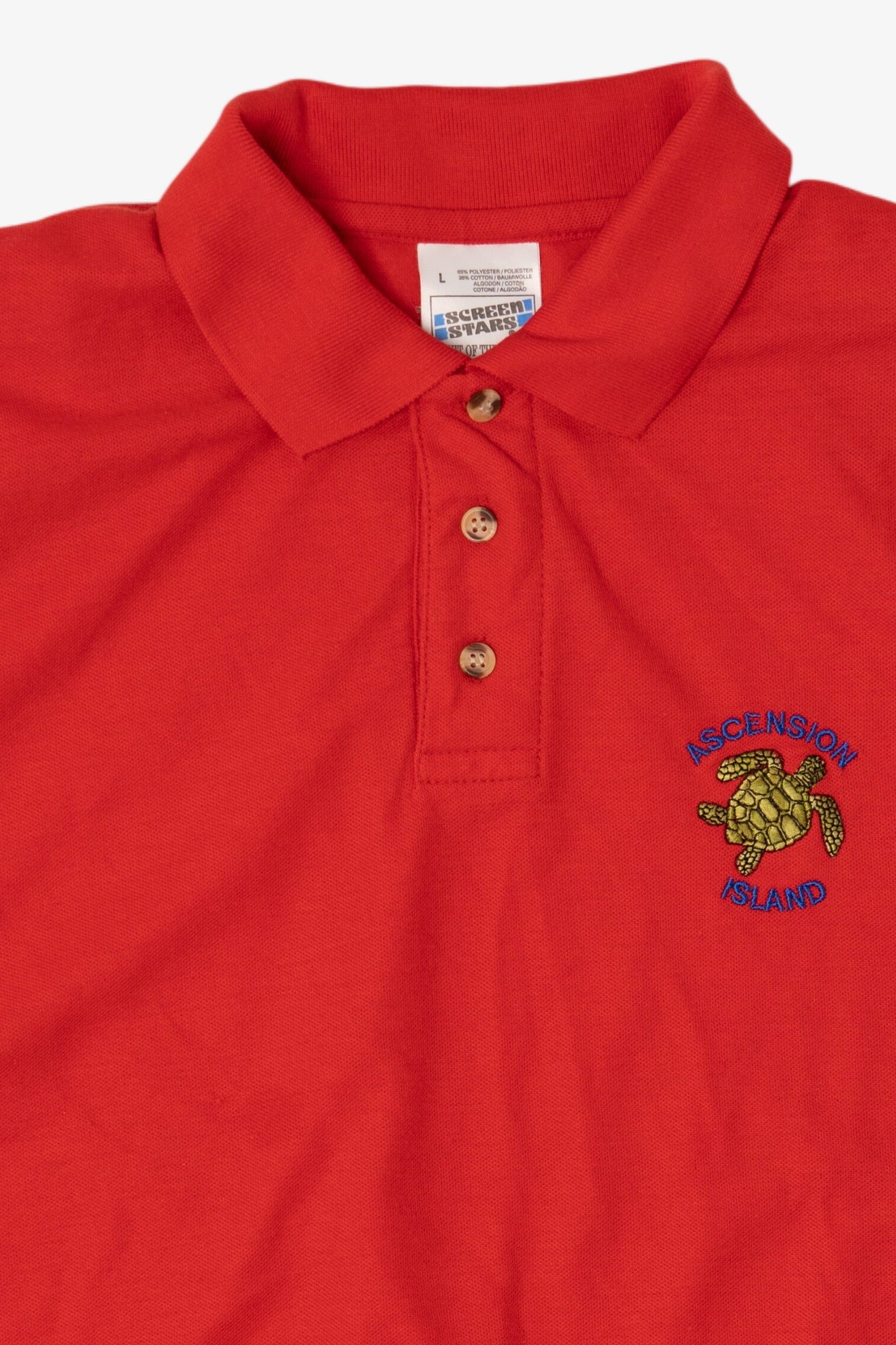 Vintage Red Screen Stars "Ascension Island" Polo Shirt (1990s)