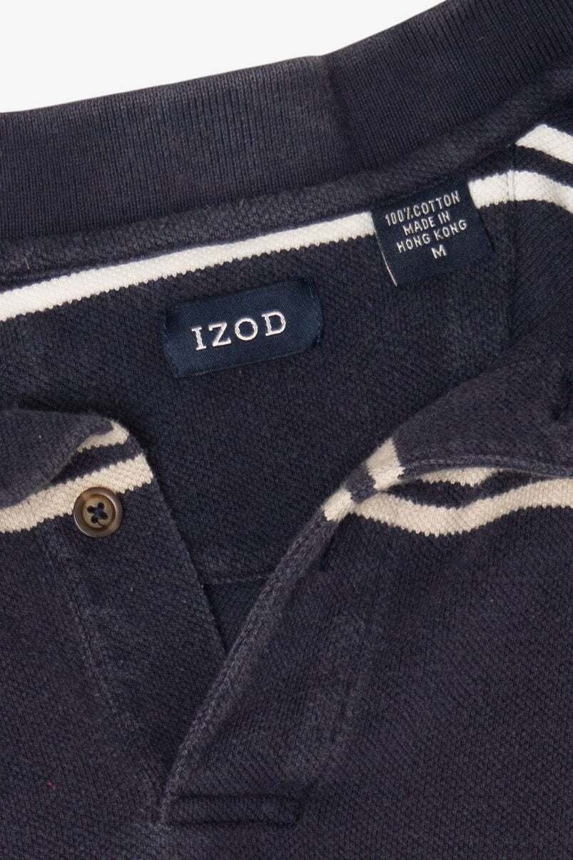 Vintage Navy Blue Striped Izod Polo Shirt (1990s)