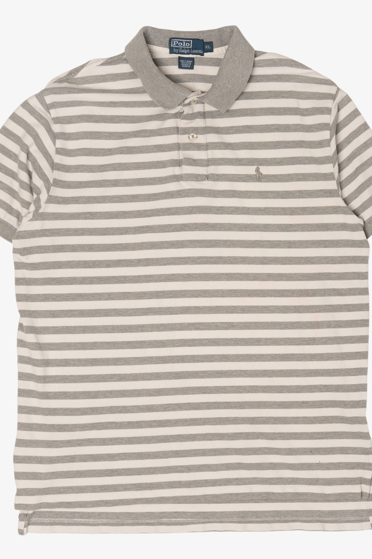 Vintage Gray Striped Polo By Ralph Lauren Top (1990s)