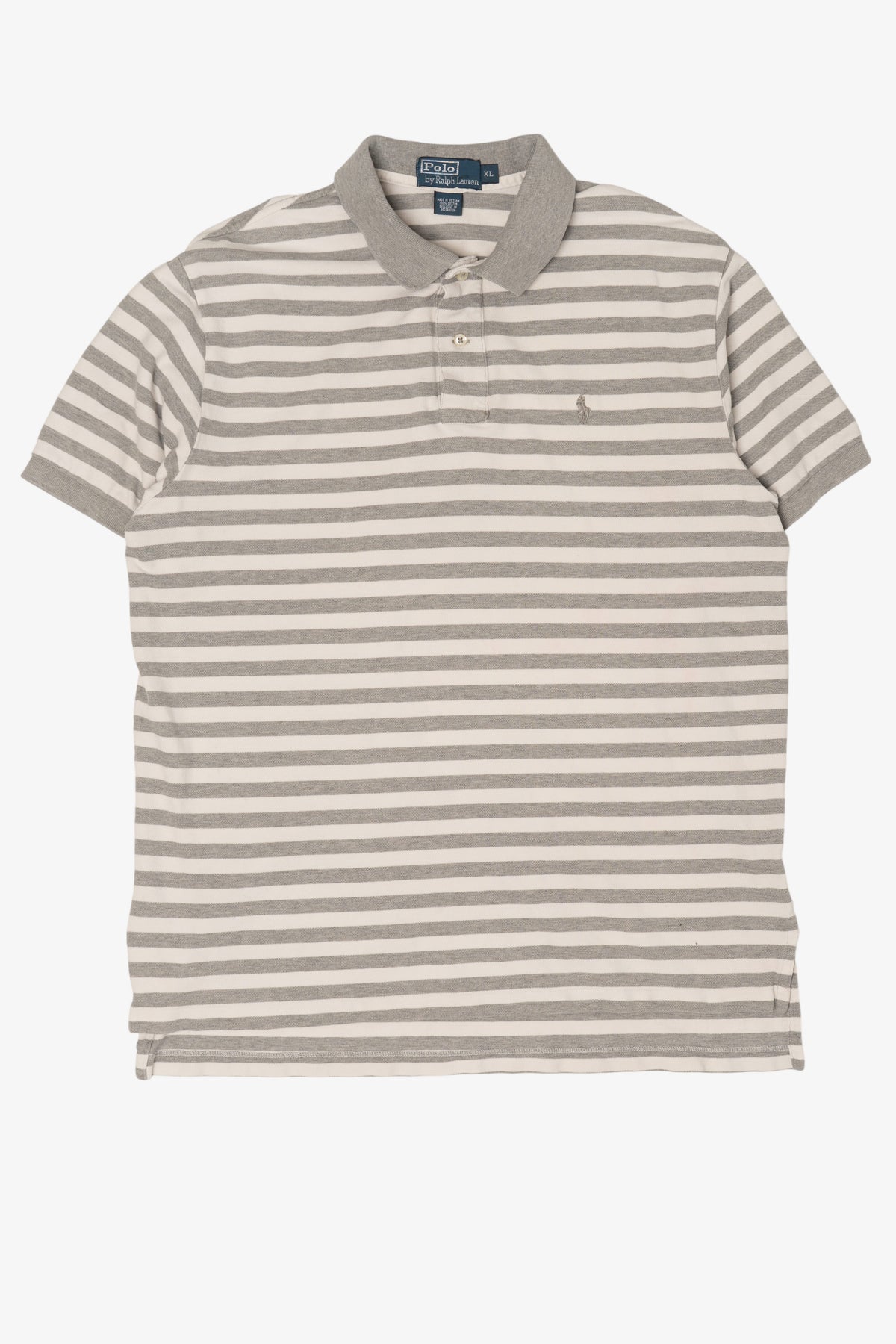 Vintage Gray Striped Polo By Ralph Lauren Top (1990s)