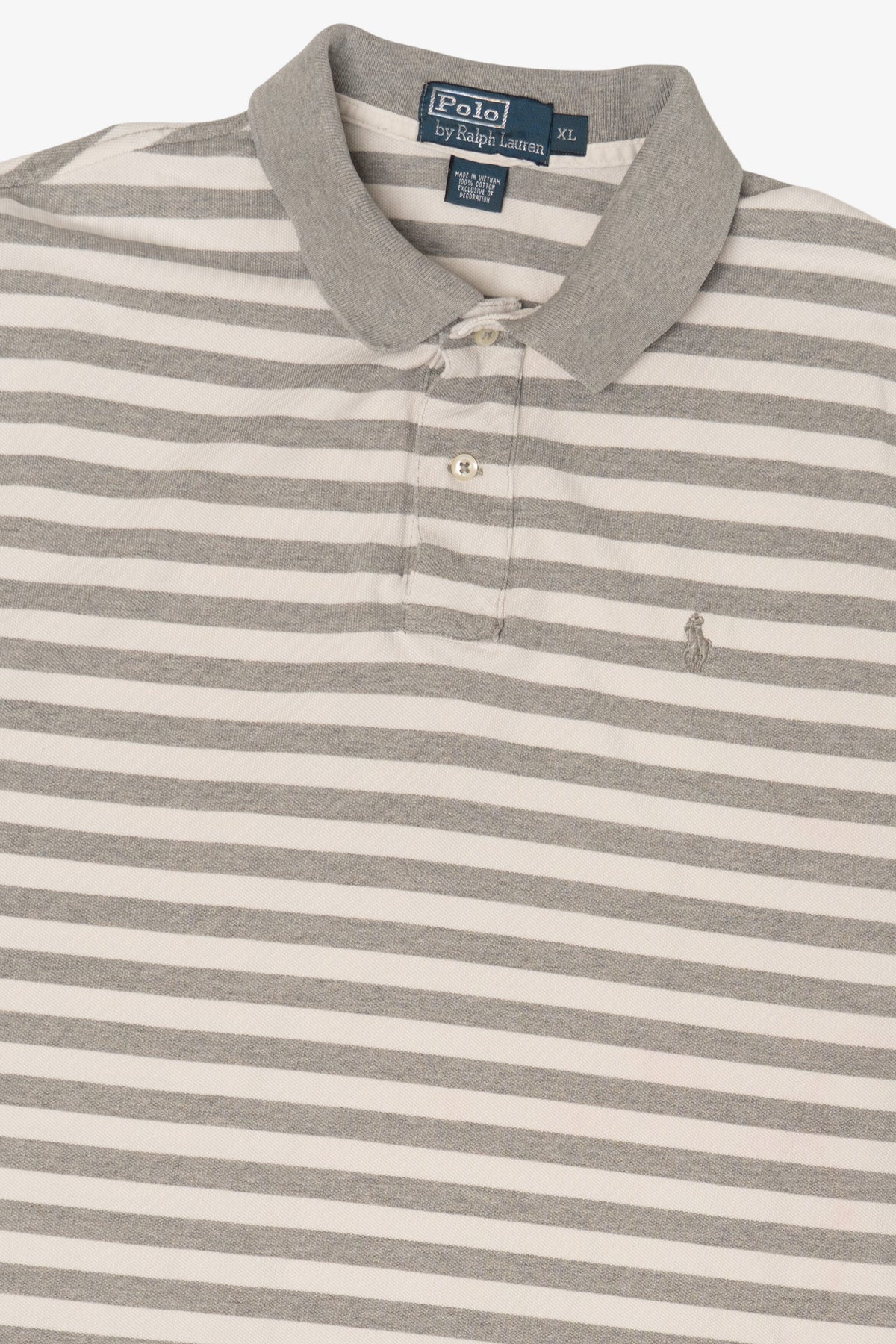 Vintage Gray Striped Polo By Ralph Lauren Top (1990s)