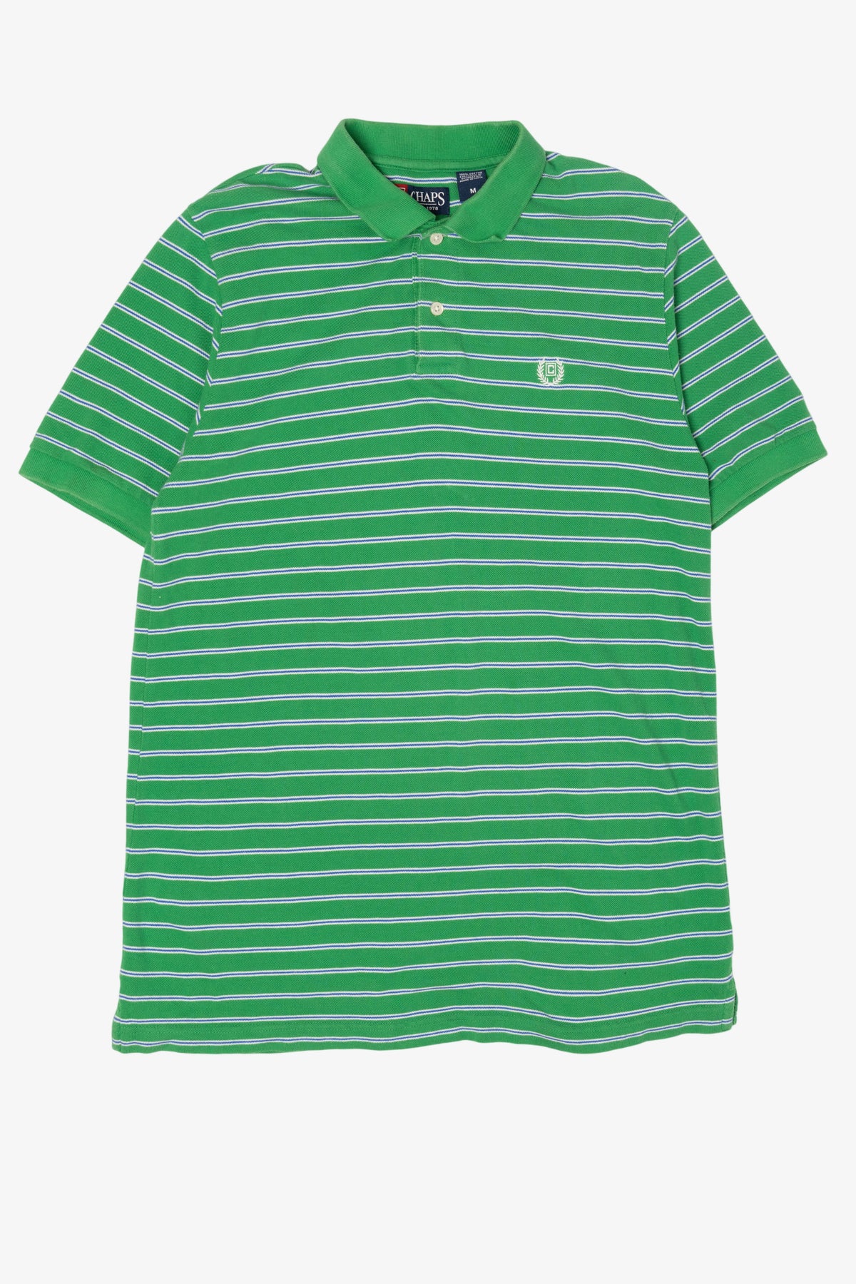 Vintage Green Striped Chaps Polo Shirt (2000s)