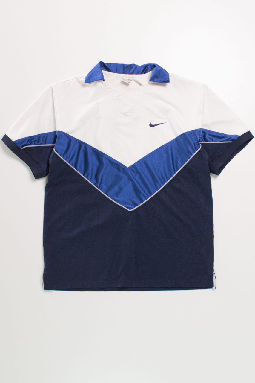 Vintage Blue and White Nike Polo Shirt