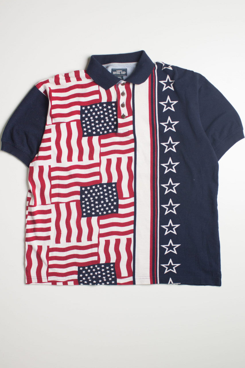 Vintage American Flag Polo Shirt