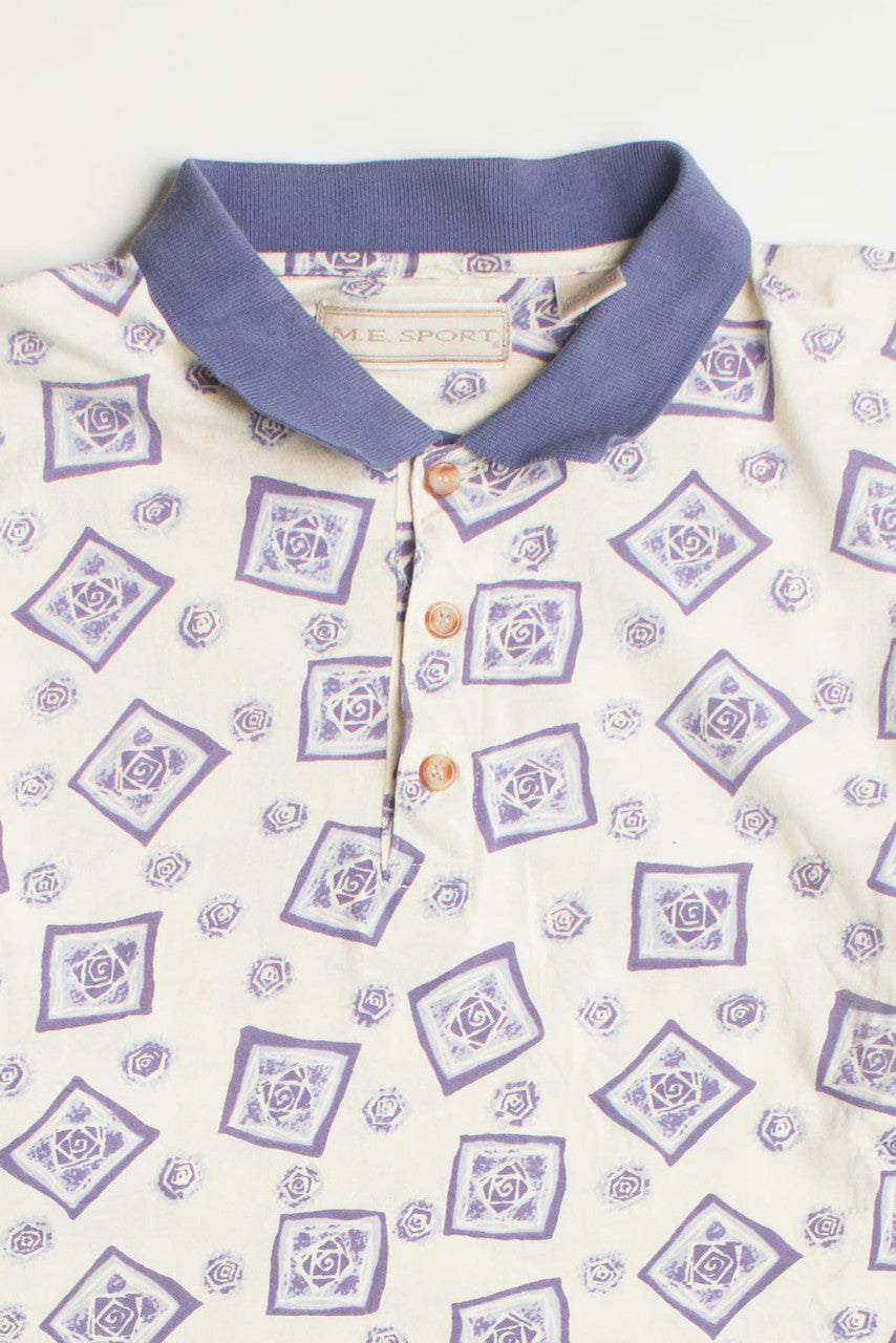 Vintage Diamond Pattern Polo Shirt