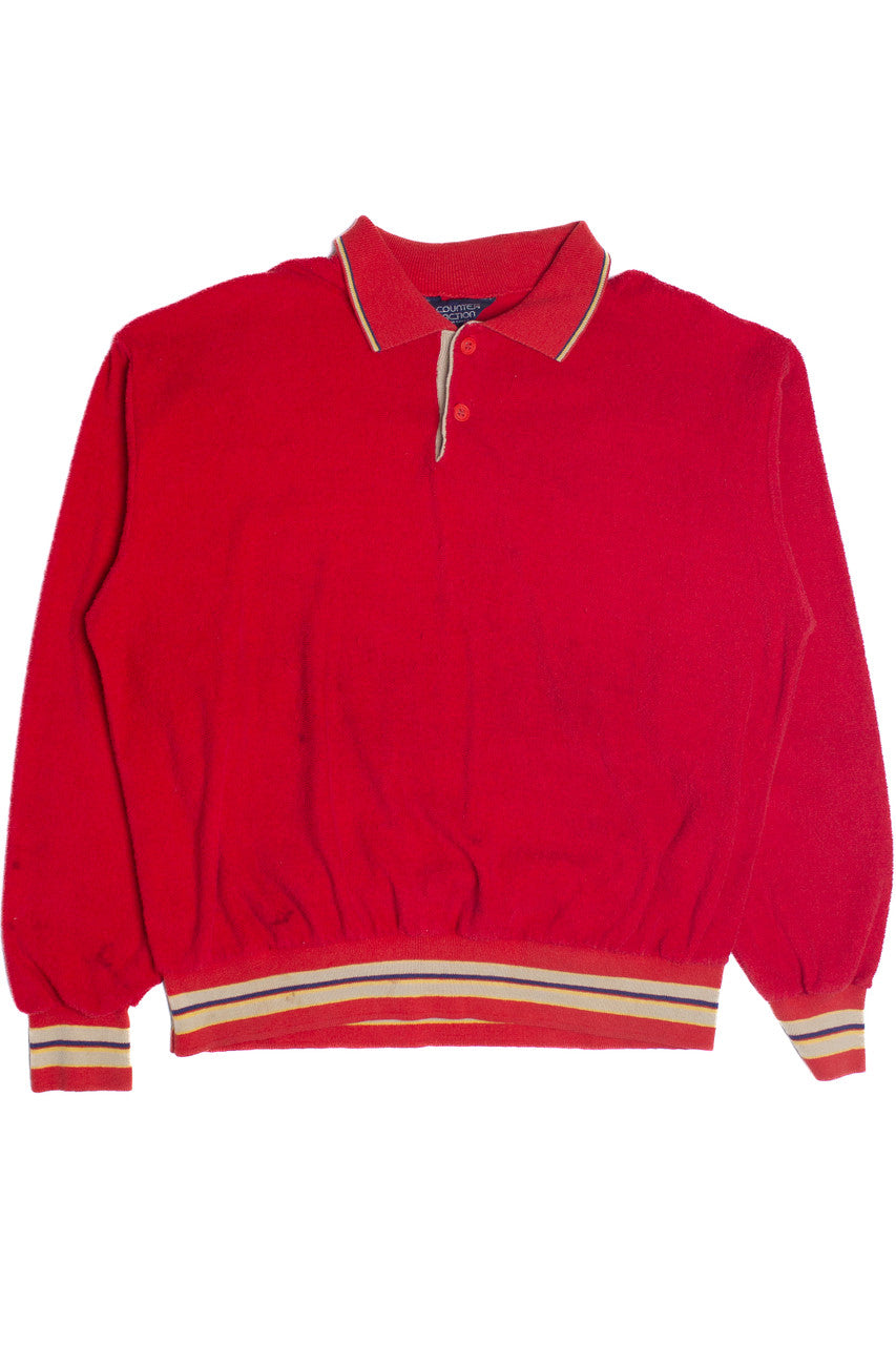 Vintage Terry Cloth Long Sleeve Counter Action Polo Shirt