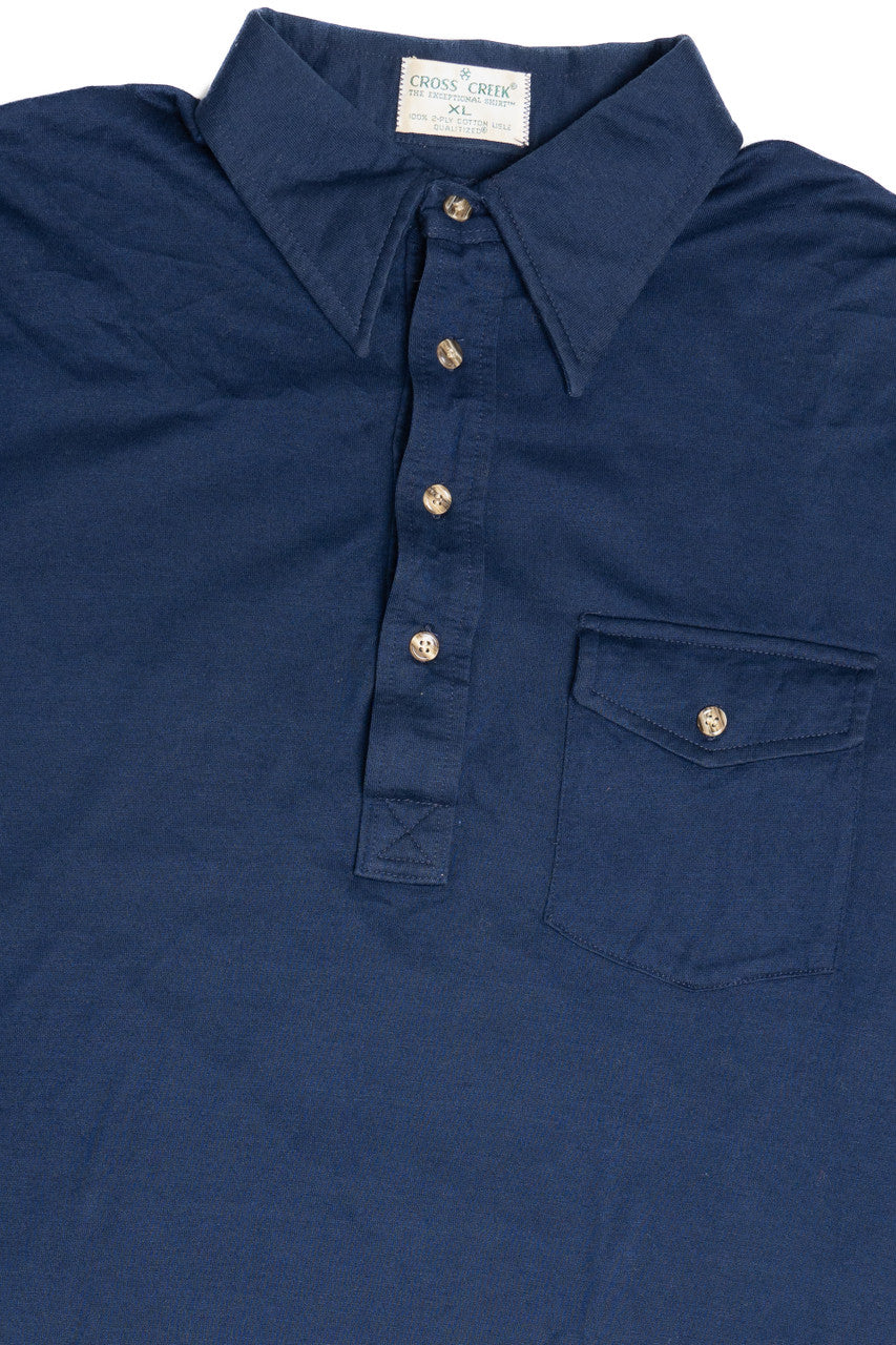 Vintage Navy Long Sleeve Cross Creek Polo Shirt