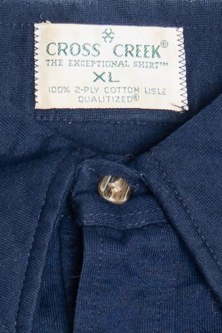 Vintage Navy Long Sleeve Cross Creek Polo Shirt