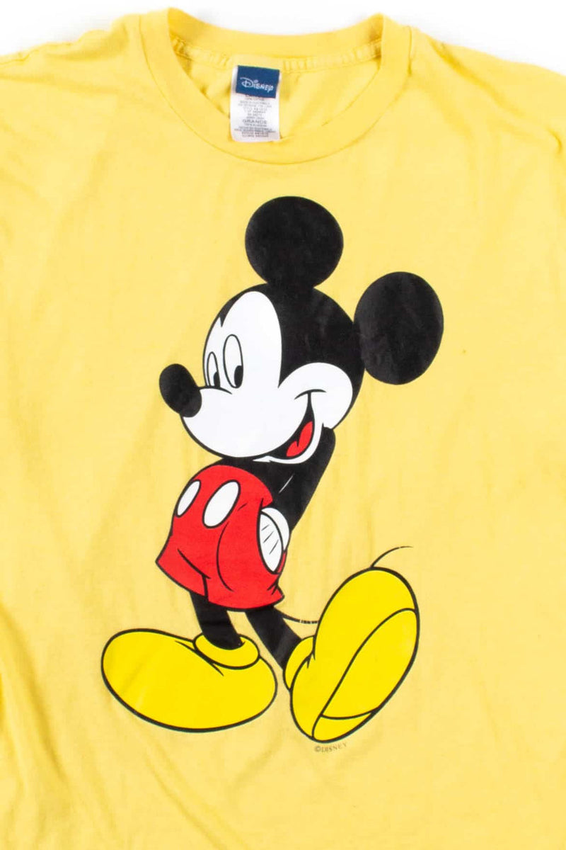 Yellow Mickey Mouse Faces Graphic Oversized T-shirt Dress Befaltu main image 1