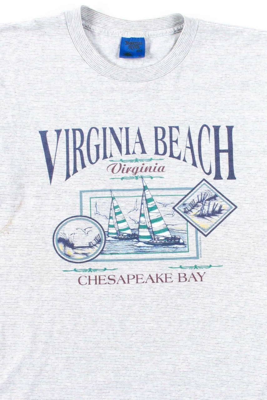 Virginia Beach Striped T-Shirt (1992, Single Stitch)