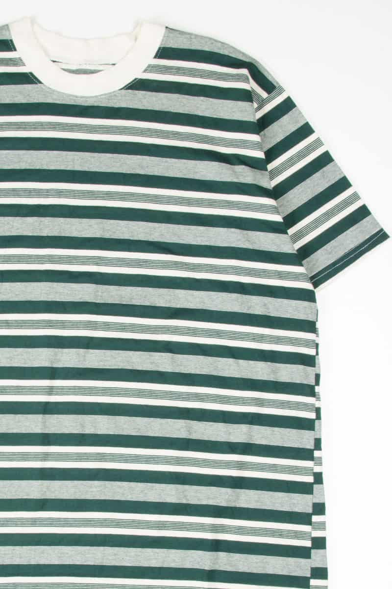 Cream & Green Striped T-Shirt